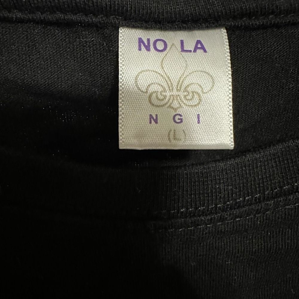 NOLA New Orleans Saint black/gold sweatshirt style long sleeve crop top - Picture 3 of 4